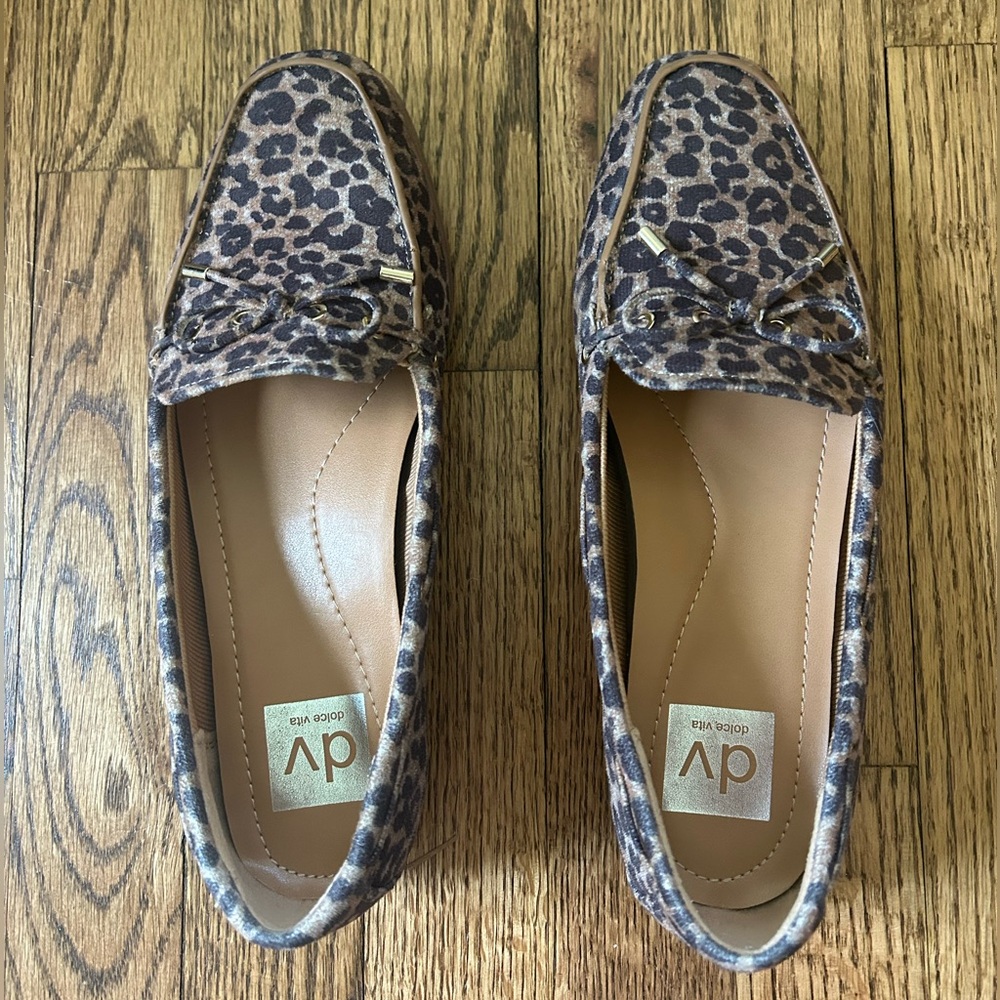 DV by Dolce Vita Leopard Print Loafers in Brown and Black